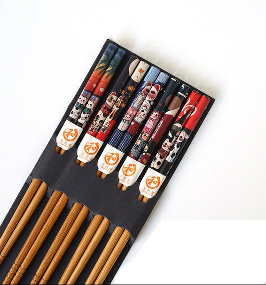 Household Natural Bamboo Chopsticks Pointed Sushi Chopsticks Set